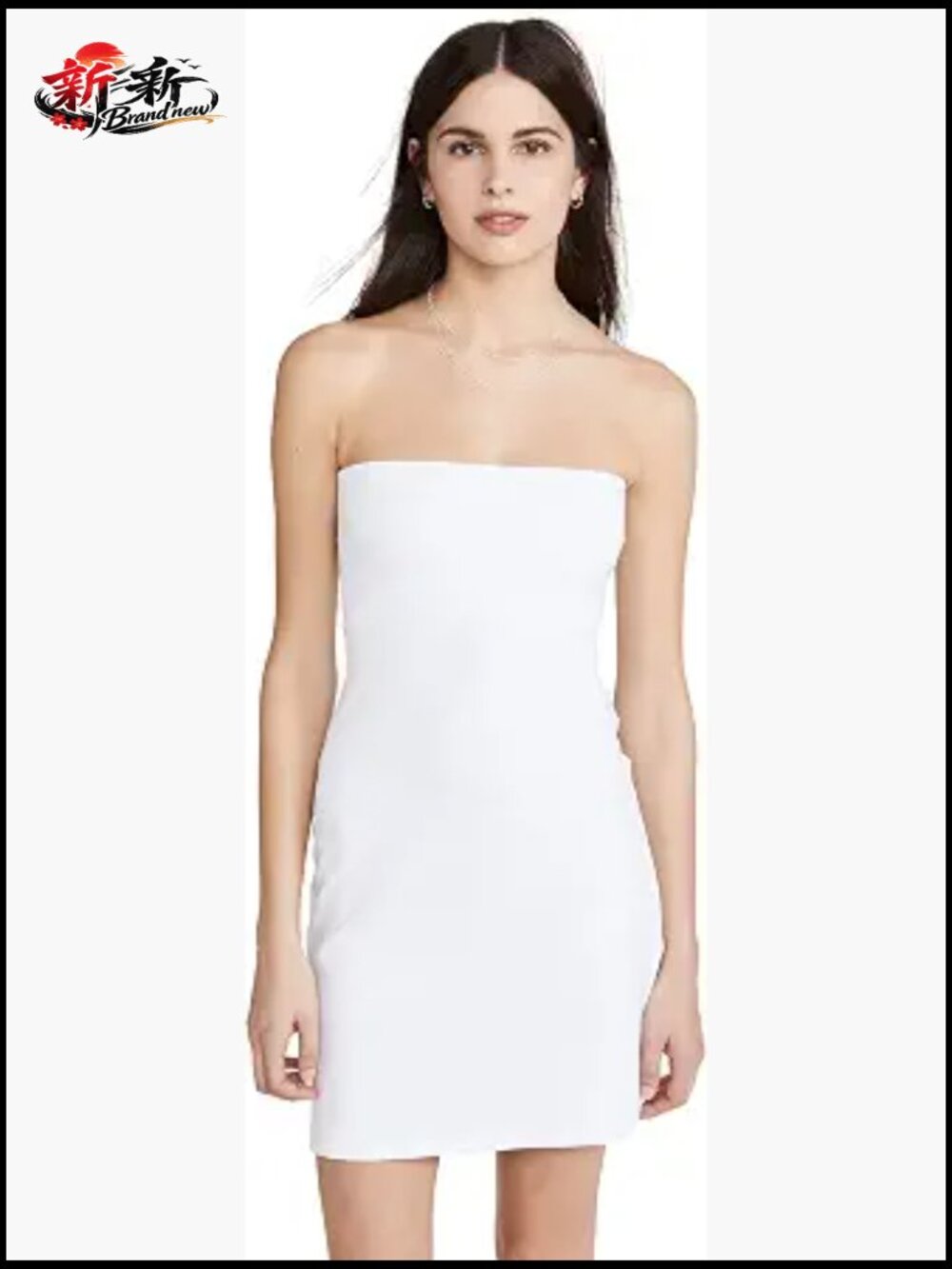 Strapless A-Line Mini Dress, Lightweight Jersey, Ruffle Detail, Backless
